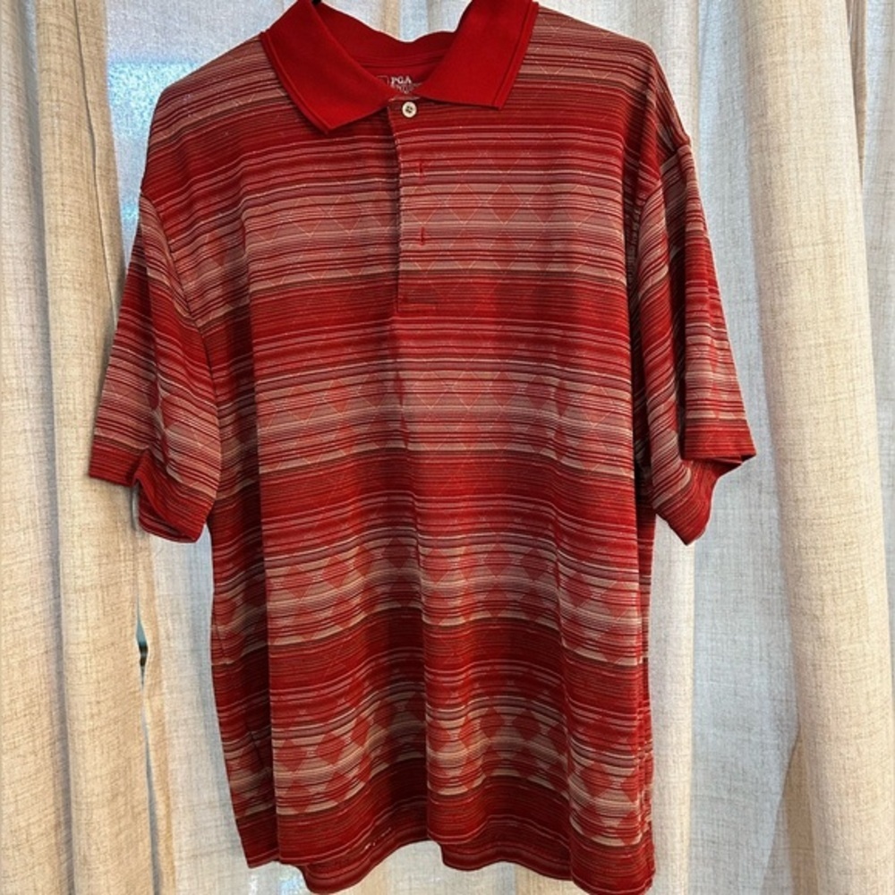 PGA Tour Men’s Red Striped Polo (B4)​